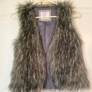 Girls Faux Fur Vest Cardigan